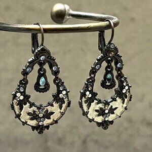 Vintage Pierced Chandelier Earrings with Swarovski Crystals and Lever Backs